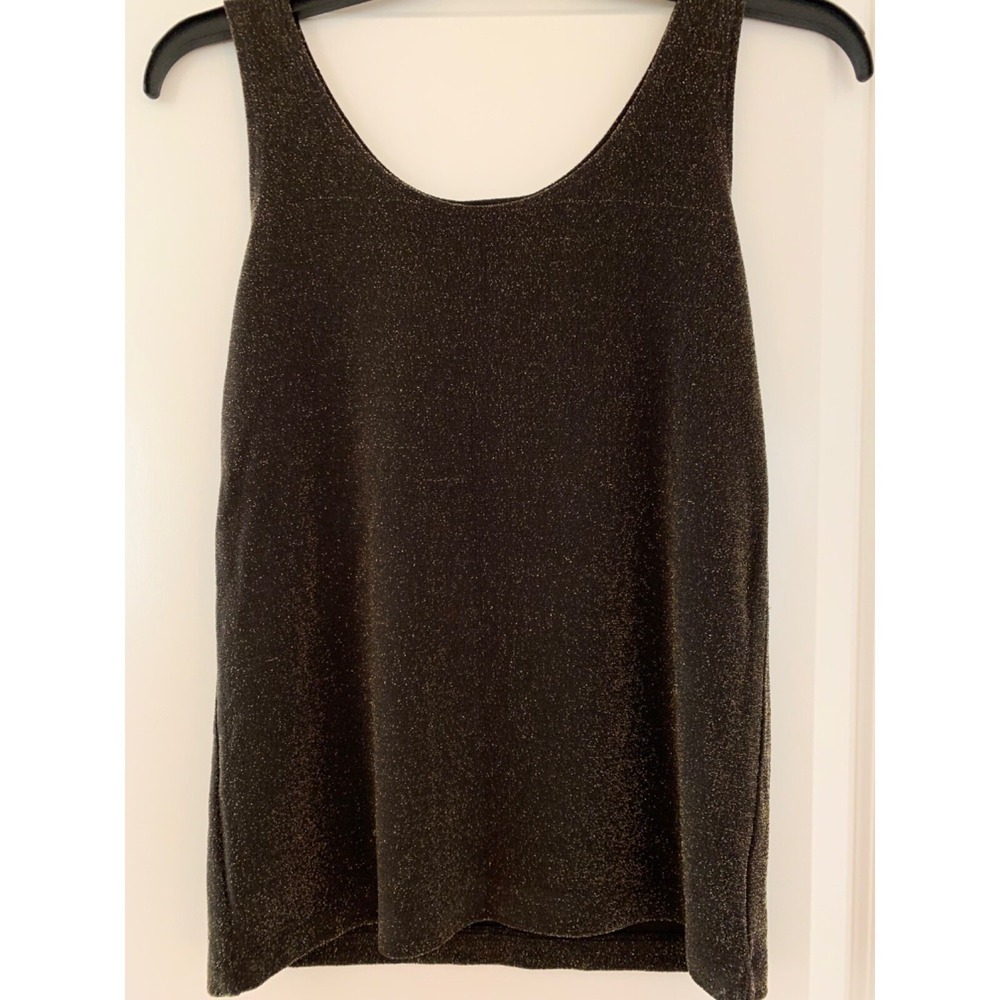 Chico's Silk Blend Brown/Gold Metallic Tank Top Size Small E015
